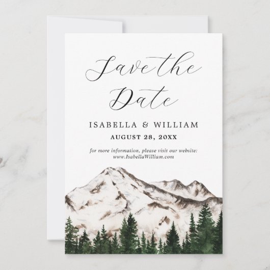 Aquarel Rustieke Bergen Bewaar de Datum Save The Date (Voorkant)