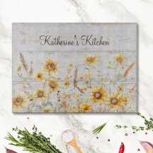 Aquarel Rustieke Gele Zonnebloem Tuin Hout