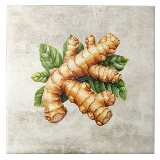 Aquarel Rustieke Gember Nep Textuur Tegeltje (Voorkant)