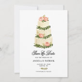 Aquarel Rustieke Meerlagige Taart Save The Date (Voorkant)