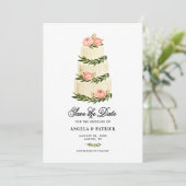 Aquarel Rustieke Meerlagige Taart Save The Date (Staand voorkant)