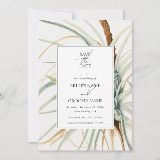 Aquarel Rustieke Neutrale Boho Botanische Bruiloft Save The Date (Voorkant)