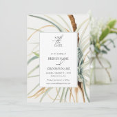 Aquarel Rustieke Neutrale Boho Botanische Bruiloft Save The Date (Staand voorkant)