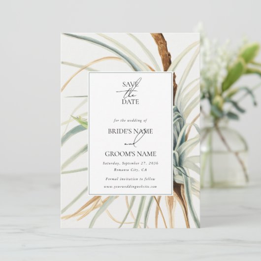 Aquarel Rustieke Neutrale Boho Botanische Bruiloft Save The Date (Staand voorkant)