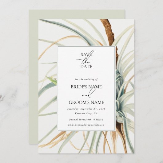 Aquarel Rustieke Neutrale Boho Botanische Bruiloft Save The Date (Voorkant / Achterkant)