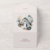 Aquarel Rustieke Schuur Huwelijk All In One Uitnodiging (Buitenkant)