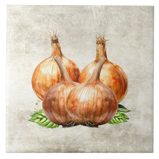 Aquarel Rustieke Ui Nep Textuur Tegeltje (Voorkant)