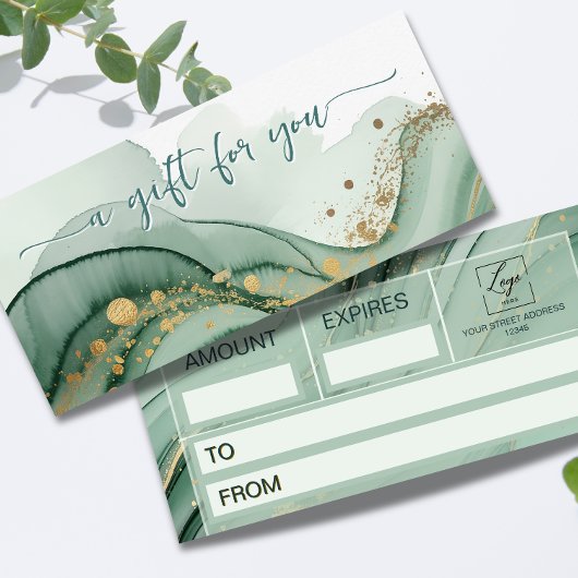 Aquarel Salie Groen Gouden Cadeaubon