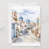 Aquarel Santorini, Griekenland bestemming bruiloft Kaart (Achterkant)