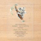 Aquarel Schattige Koala Greenery Gold Baby shower Acryl Uitnodigingen (Voorkant)