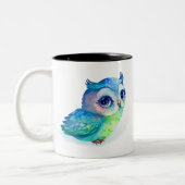 Aquarel Schattige Uil (2) Tweekleurige Koffiemok (Links)