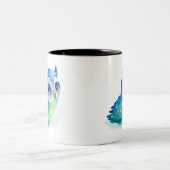 Aquarel Schattige Uil (2) Tweekleurige Koffiemok (Center)