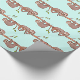 Aquarel Schattigee Baby luiaards op boompatroon Cadeaupapier