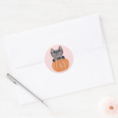 Aquarel Schattigee kat en pompoen Sticker (Envelop)