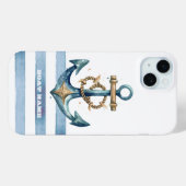Aquarel Scheepsanker Lichtblauwe Strepen Case-Mate iPhone Case (Achterkant (horizontaal))