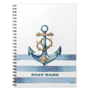 Aquarel Scheepsanker Lichtblauwe Strepen Notitieboek