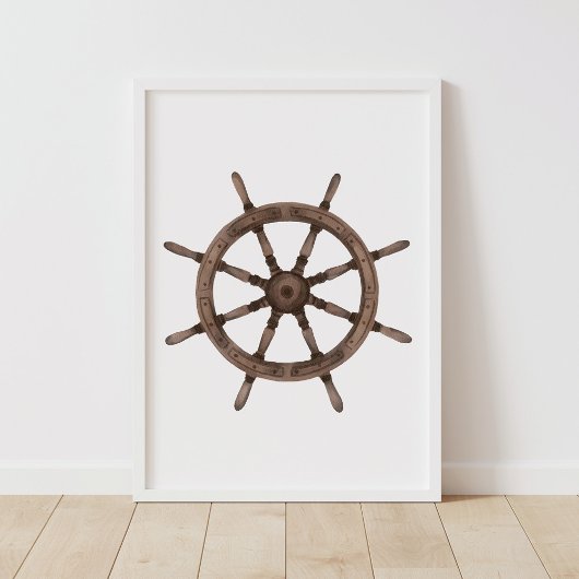 Aquarel Scheepswiel Nautilus Decor Poster