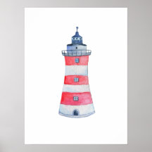 Aquarel Scheepvaart Oceaan Vuurtoren Babykamer Dec