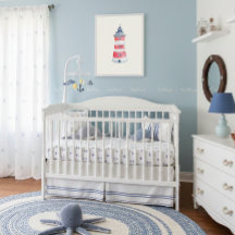 Aquarel Scheepvaart Oceaan Vuurtoren Babykamer Dec