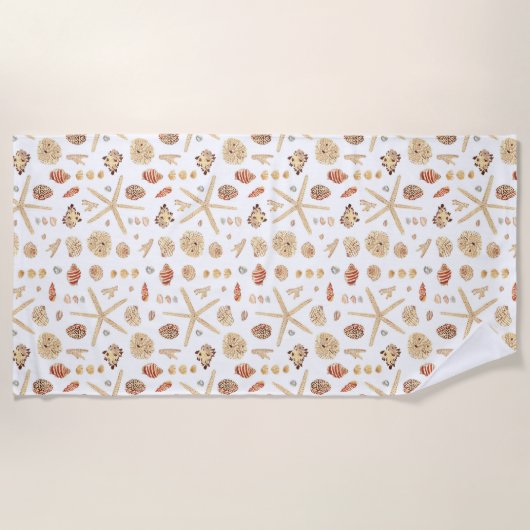 Aquarel Schelpen Strandlaken (Voorkant)