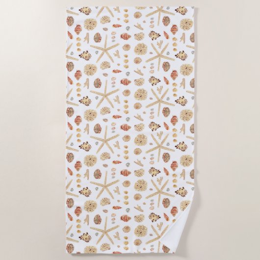 Aquarel Schelpen Strandlaken (Voorkant)