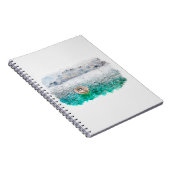 Aquarel schets kunst. Zeezicht van Santorini eilan Notitieboek (Rechterzijde)
