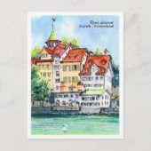 Aquarel schets van rivier Limmat Zürich Briefkaart (Voorkant)