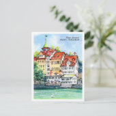 Aquarel schets van rivier Limmat Zürich Briefkaart (Staand voorkant)