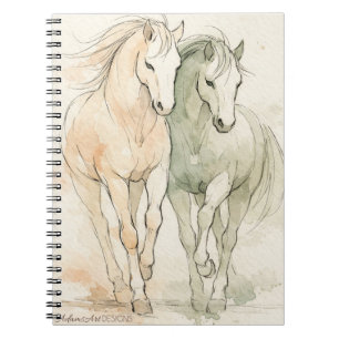 Aquarel schets van twee rennende paarden – Artisti Notitieboek