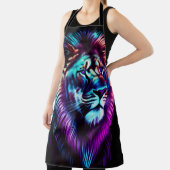 Aquarel Schilderij Blauw Paarse Leeuw Schort (Insitu)