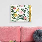 AQUAREL SCHILDERIJ - Bloemen en Vlinders Canvas Afdruk (Insitu (Woonkamer))