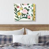 AQUAREL SCHILDERIJ - Bloemen en Vlinders Canvas Afdruk (Insitu (Slaapkamer))