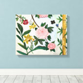 AQUAREL SCHILDERIJ - Bloemen en Vlinders Canvas Afdruk (Insitu (Houten vloer))