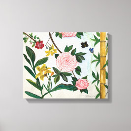 AQUAREL SCHILDERIJ - Bloemen en Vlinders Canvas Afdruk