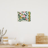 AQUAREL SCHILDERIJ - Bloemen en Vlinders Poster (Keuken)