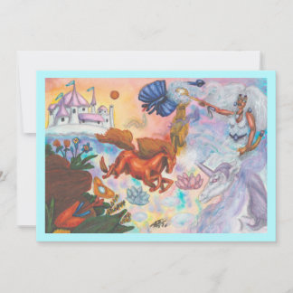 Aquarel Schilderij Eenhoorn Opal Fee Draak Vuurpaa Kaart