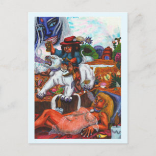 Aquarel Schilderij Eros rijdt Aurora Leeuwin Droom Feestdagenkaart