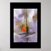 Aquarel schilderij handgetekend schip op de torque poster (Voorkant)