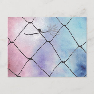 Aquarel Schilderij Kever op het hek Briefkaart