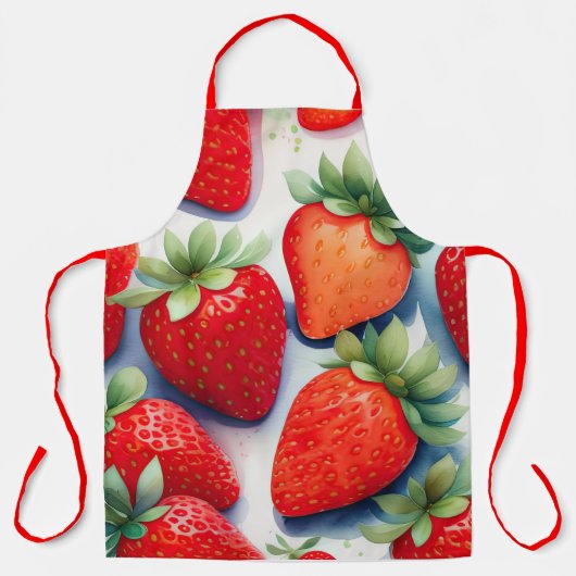 Aquarel schilderij van aardbeien schort (Voorkant)