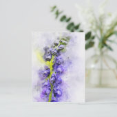 Aquarel schilderij van bloeiende monniken kap briefkaart (Staand voorkant)