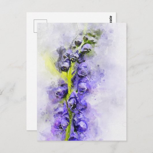 Aquarel schilderij van bloeiende monniken kap briefkaart (Voorkant / Achterkant)