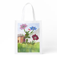 Aquarel Schilderij van Bloemen en een Vlinder