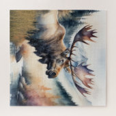 Aquarel Schilderij van Eland Natuur Legpuzzel (Horizontaal)