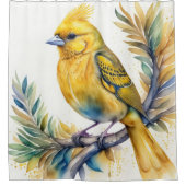 Aquarel Schilderij van Gele Vogel Douchegordijn (Voorkant)