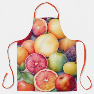 Aquarel Schilderij van Gevarieerd Fruit Schort