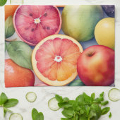 Aquarel Schilderij van Gevarieerd Fruit Theedoek (Gevouwen)