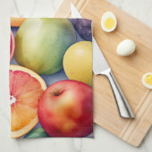 Aquarel Schilderij van Gevarieerd Fruit Theedoek (Quarter Fold)