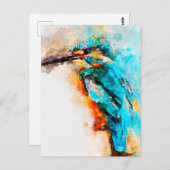 Aquarel schilderij van gewone ijsvogel briefkaart (Voorkant / Achterkant)