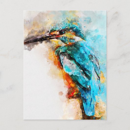 Aquarel schilderij van gewone ijsvogel briefkaart (Voorkant)